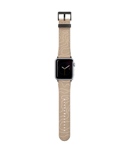 Abstract Beige Doodle Vegan Leather Apple iWatch Strap