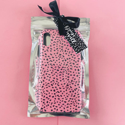 SAMPLE SALE: Pink Dalmatian Print Deluxe Tough iPhone XS Max Case