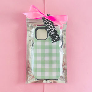 SAMPLE SALE: Green Gingham Deluxe Tough iPhone 12 Case