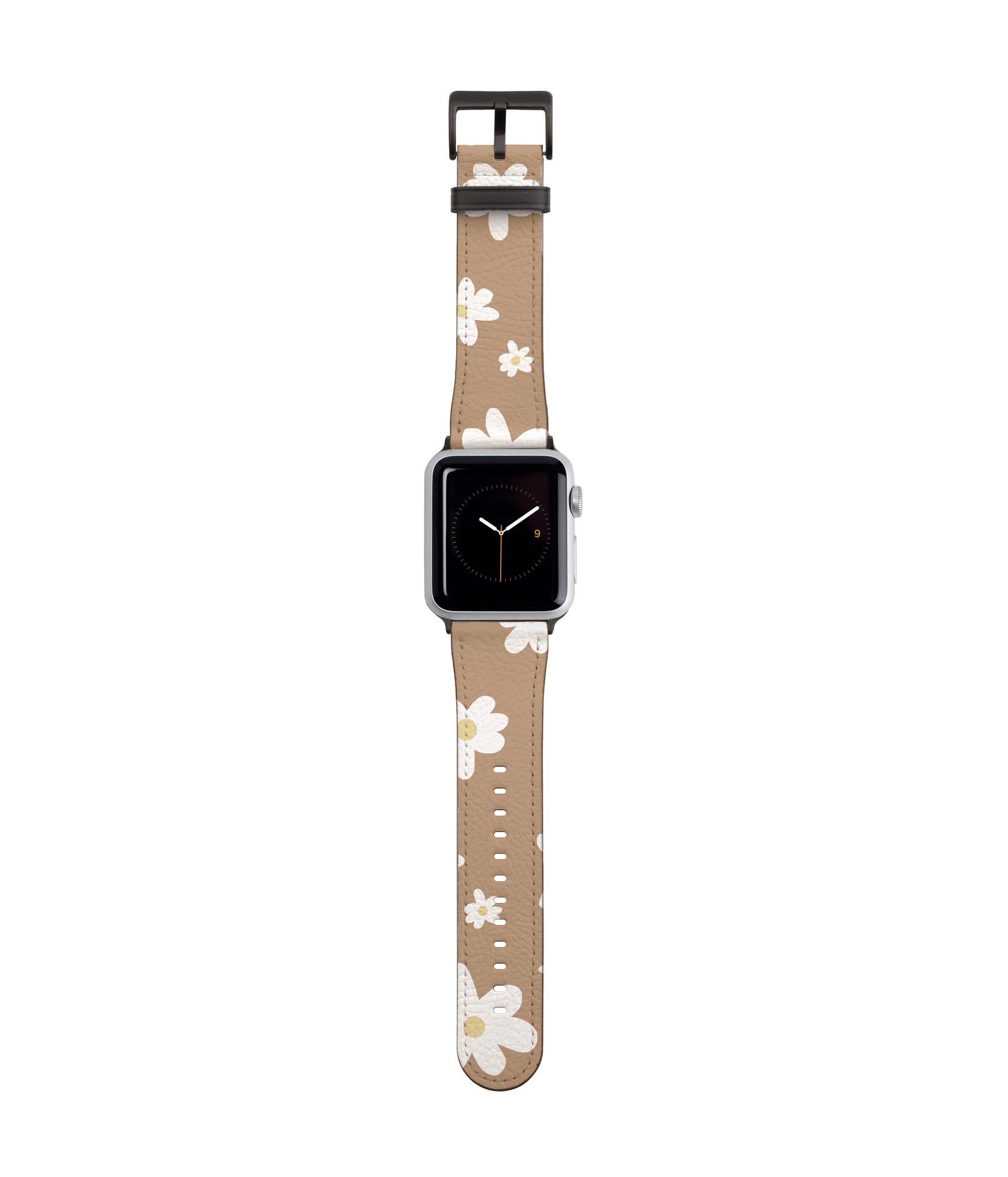 Beige Floral Vegan Leather Apple iWatch Strap