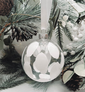 White Spot Glass Christmas Baubles