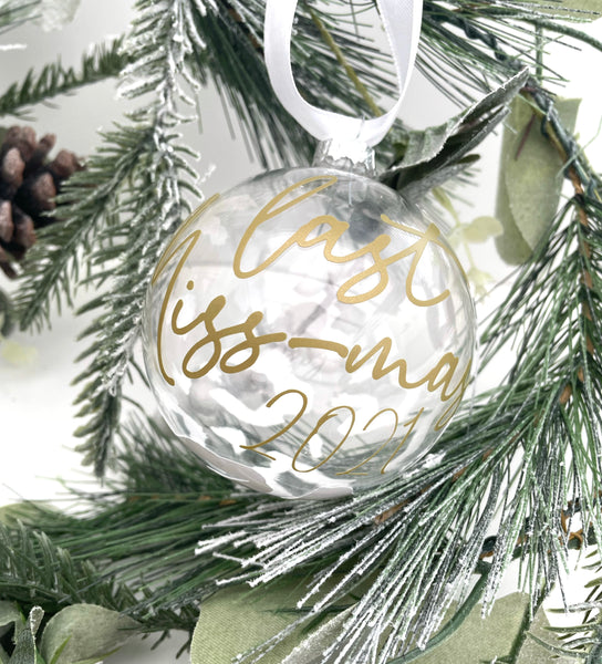 Personalised White Leopard Print Glass Christmas Baubles