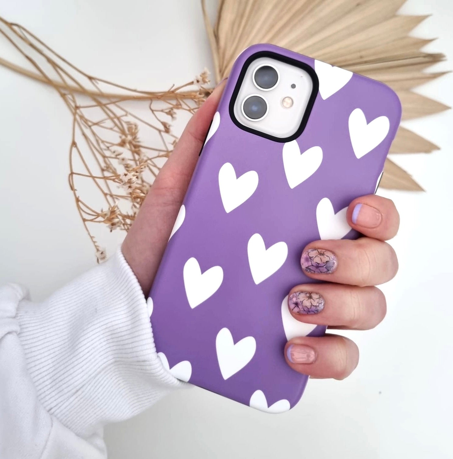 Lilac Hearts Deluxe Tough Matte Phone Case